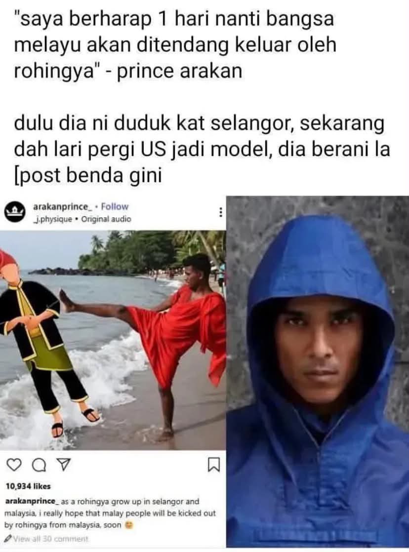 rabbaniahmad_'s tweet photo. wow? dia cakap macam tu eh? then, kenapa tak datang temuramah kat astro awani tu pakai baju tradisi rohingya je? why kena pakai baju melayu? https://t.co/WQTglk0NyY