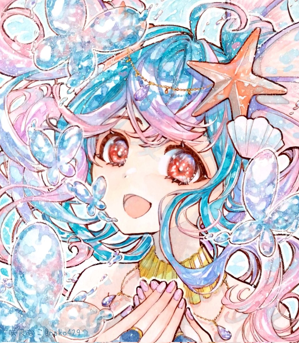 nako429's tweet photo. #人魚の日 🧜
1日遅刻！　
歌うのが好きな人魚さんです🎶 https://t.co/p5f3UySVeM