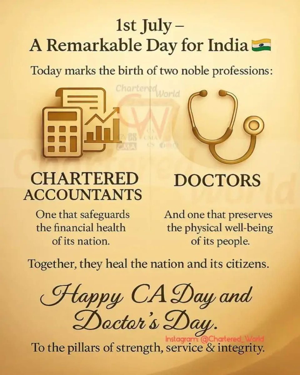 UnlistedXChange's tweet photo. Happy CA Day! 🎉 &amp; Happy Doctors' Day 

Wishing all the Chartered Accountants &amp; Doctors a day full of recognition and pride. Thank you for upholding trust, accuracy, and financial excellence. Here's to your hard work and impact!

#CADay #HappyCAday #DoctorsDay #HappyDrDay #CAsDay https://t.co/JdEqICXDVK
