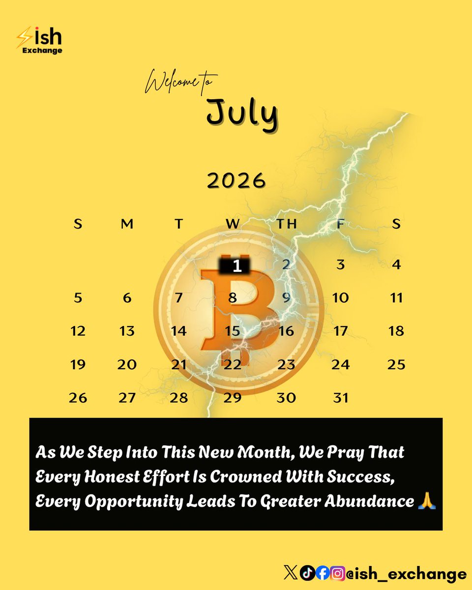 ishexchange's tweet photo. ⚡ Welcome to July Igniters✊

A new month brings fresh opportunities, new possibilities, and another chance to grow. May every honest effort you make this month be rewarded with success, every investment yield abundance, and every step you take move you closer to your goals. https://t.co/F1Kj11LenX