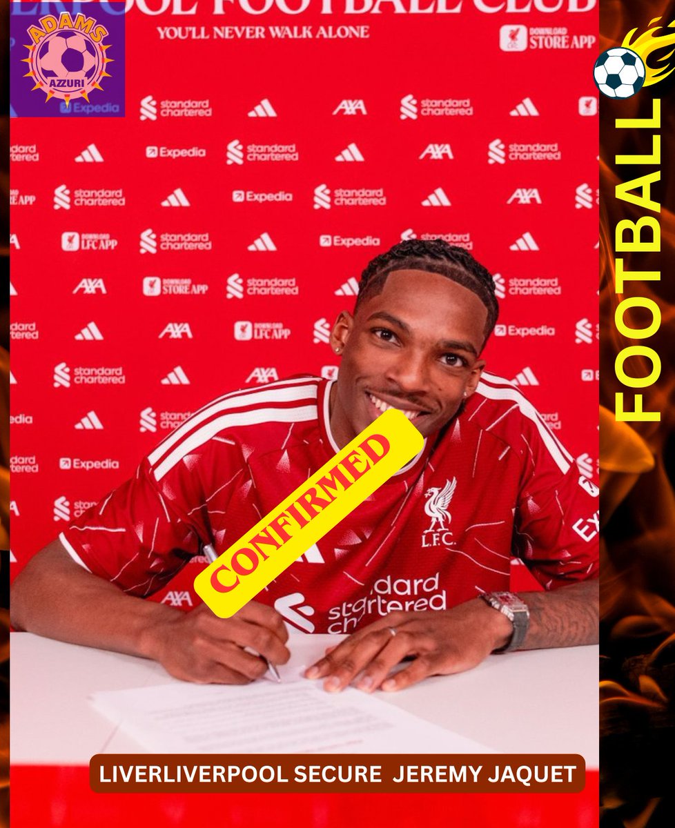 Dailyfootybite's tweet photo. Liverpool confirm the signing of Jérémy Jacquet!

 Jacquet has signed a long-term contract  with Liverpool understood to be 5 years plus a 1-year option.

A pre-agreement was already in place back in January, with Liverpool paying a base fee of around £55m (€60m) plus up to £5m (€12m) in add-ons.

Welcome to Anfield, Jérémy!