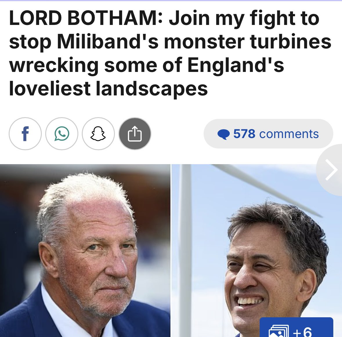 JamesMelville's tweet photo. Well done to cricketing legend Sir Ian Botham who has launched a campaign against huge wind turbines wrecking some of the most beautiful landscapes in England. https://t.co/oySoK0n6y0