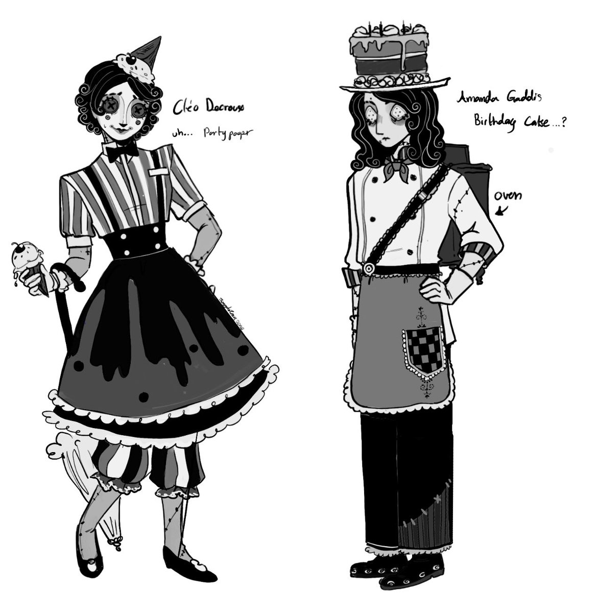 JuggaloTracy's tweet photo. Working hard or hardly working am I right fellas? Hahahaaa….. alright. 

Here’s all of my sweet treat concepts, I gotta get ready for Art fight https://t.co/cBSM1J4BNs