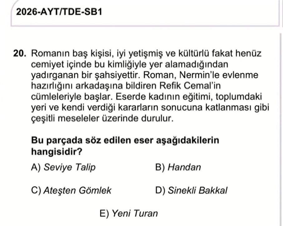 gztcom's tweet photo. 🔴SON DAKİKA | YKS'de bir soru iptal edildi, bir sorunun cevabı değişti https://t.co/6pwbZmGC5o