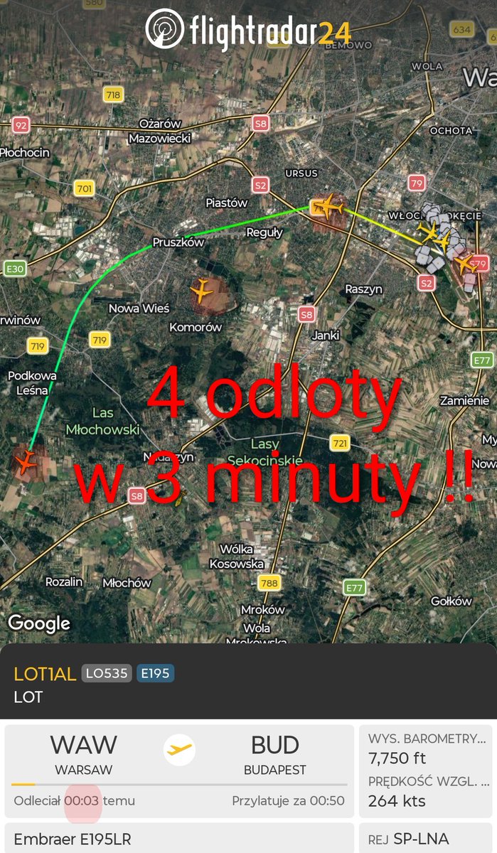 k8w4's tweet photo. Wciąż wieje silny wschodni wiatr, a #samoloty @ChopinAirport startują jeden za drugim z wiatrem z ogromnym przyspieszeniem nad 65-tys #Pruszków, gdzie nie ma ani jednego punktu pomiaru #hałas u, niezgodnie z trasami i poza #OOU @MUW_RP
Pruszków - tu wolno hałasować! https://t.co/Pm6juQkGE7