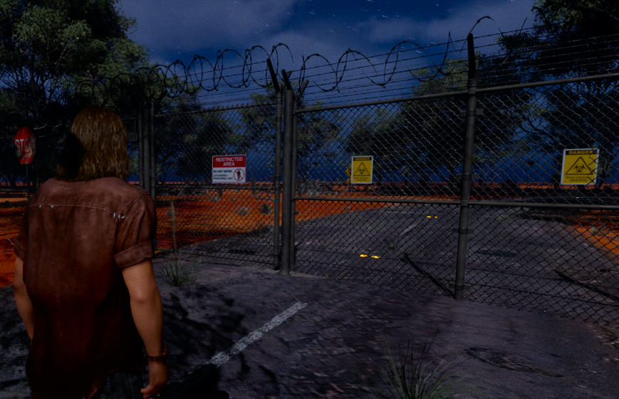 x300game's tweet photo. The security gate opens with a code. The voice on the other end of the  intercom is not welcoming. 
You have to get in there, but you have no idea of what you'll find on the other side. 

How far are you willing to go? Wishlist X300 to find out.
https://t.co/r8mcbFtTg6

#X300game #HorrorGaming
