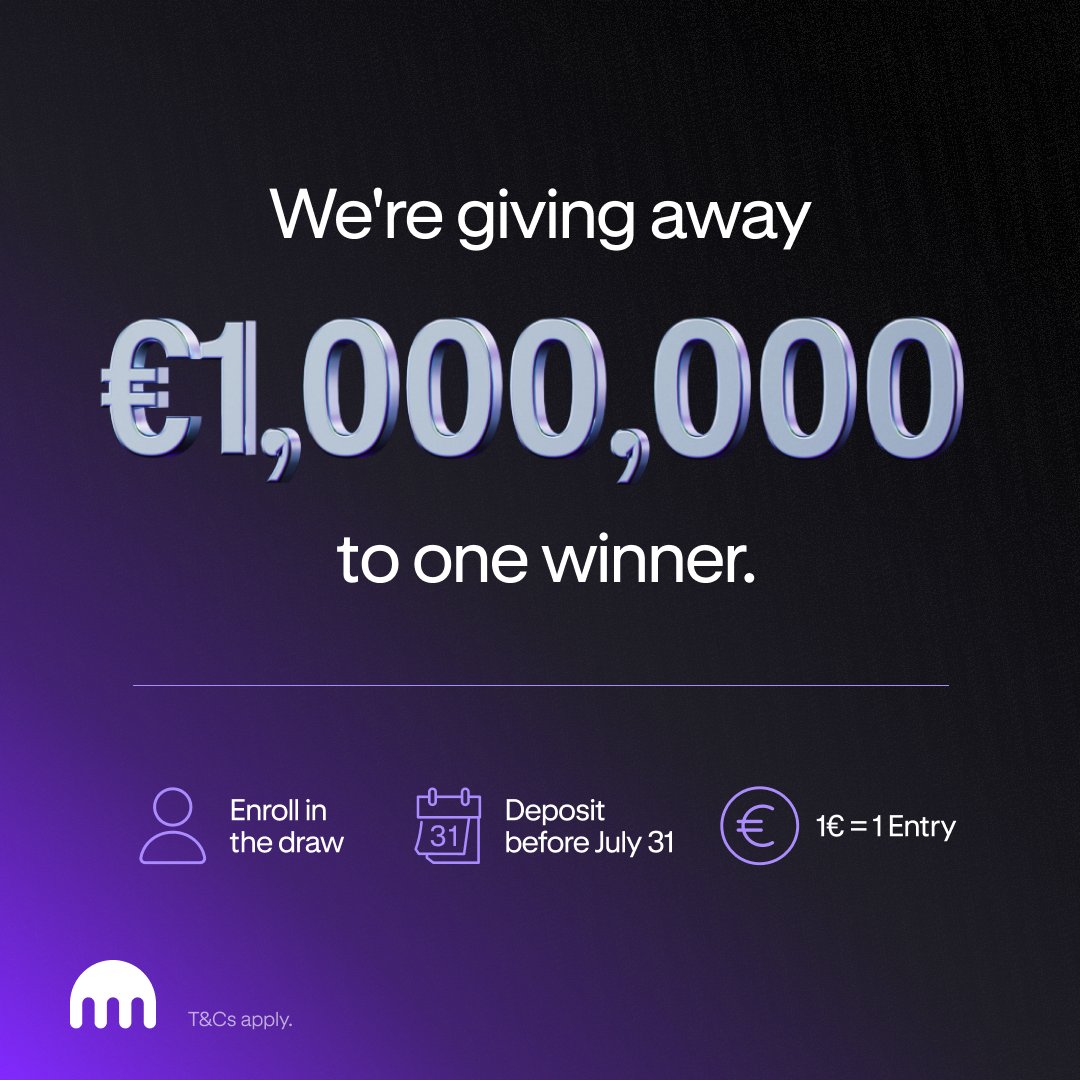krakenfx's tweet photo. Today marks a new chapter for crypto in Europe.

If you’re looking for a MiCA-licensed exchange, make the switch to Kraken 🐙

Deposit before July 31 and you could win €1,000,000