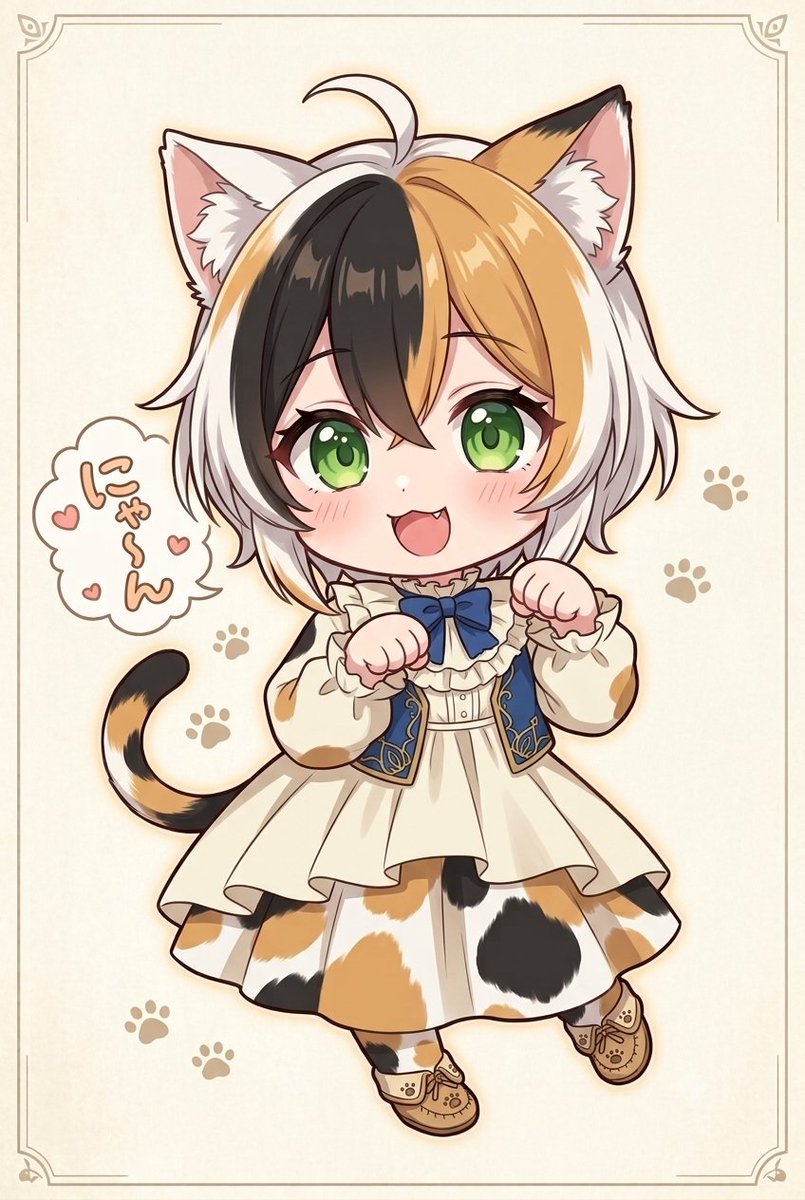 猫精霊あゆにゃん、ちびイラスト😺 #AIイラスト