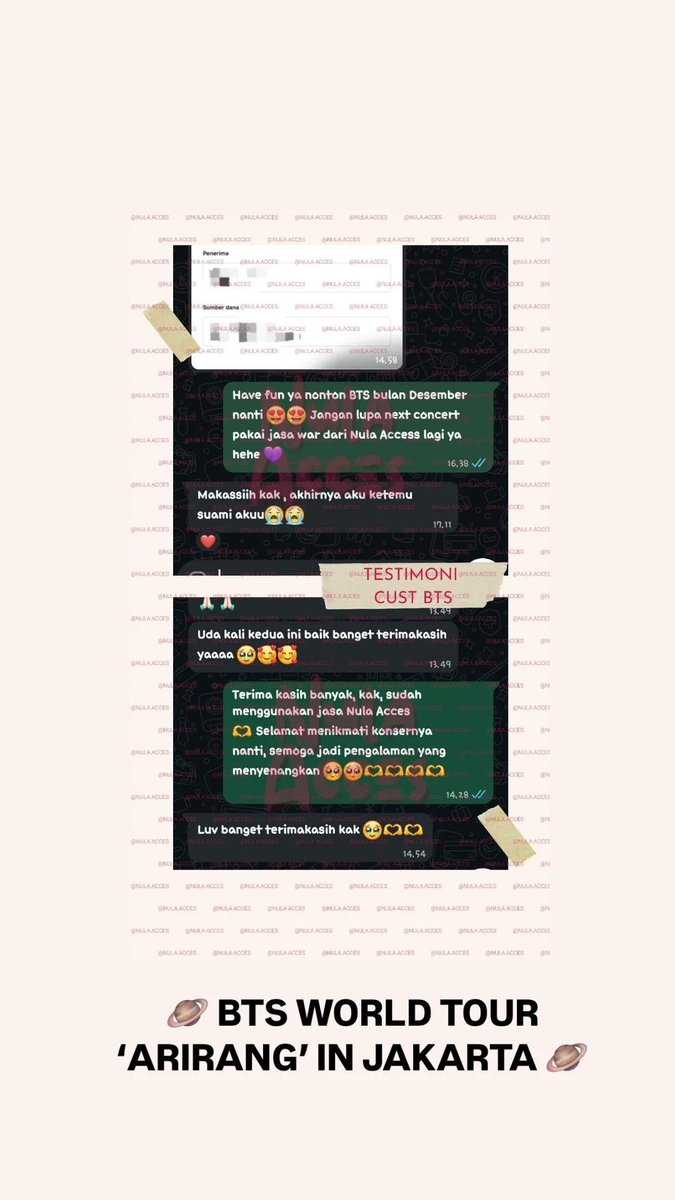 nulaaccess2's tweet photo. 🪐 What BTS in Jakarta Customers Said 🪐 https://t.co/dv1x7uQztI