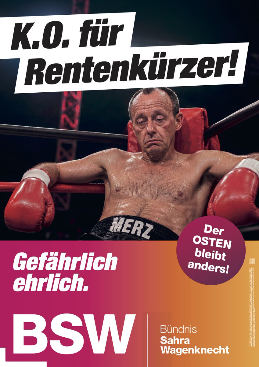 SvenVersteegen's tweet photo. Das BSW will mit KI-generierten Plakaten in den Magdeburger Landtag einziehen. Sachsen-Anhalt sei auch eine Entscheidungswahl für Friedrich Merz, sagt die Bundesvorsitzende Mohammed Ali. Entsprechend plakatiert die Partei. https://t.co/CtN8tOkMH1