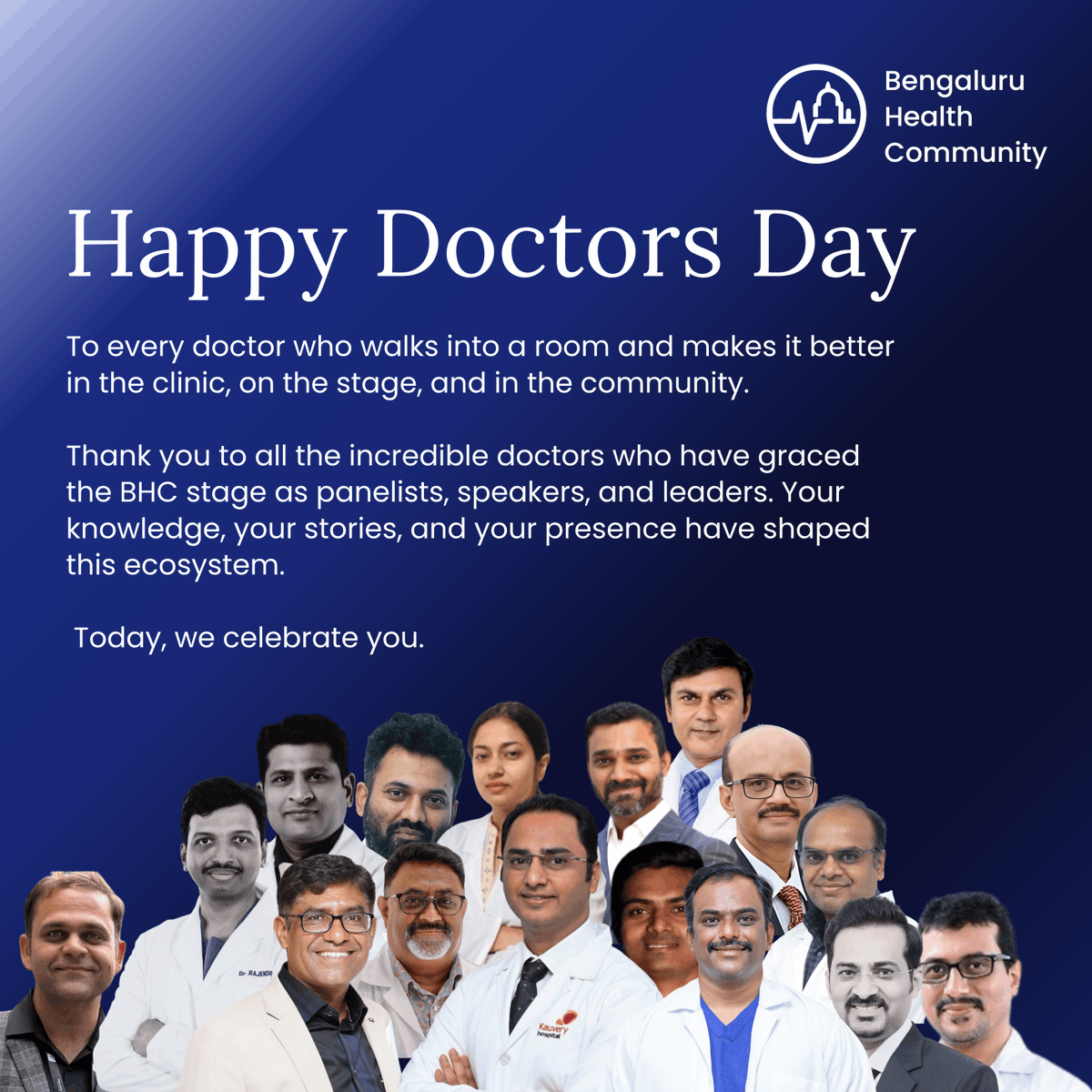 blrhealthco's tweet photo. Happy Doctors Day from Bengaluru Health Community. 
This poster is not just a wish — it is a thank you.

#DoctorsDay #HappyDoctorsDay #BengaluruHealthCommunity #BHC #HealthcareIndia #DoctorsOfInstagram #HealthcareLeadership #BHCEvents #HealthcareEcosystem #MedicalCommunity https://t.co/ZOjb0mcxie