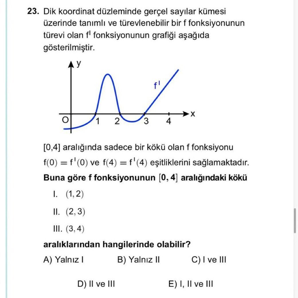 bpthaber's tweet photo. ÖSYM, Matematik Testi'ndeki 23. sorunun 'C' olarak açıklanan cevabını 'A' olarak değiştirdi.