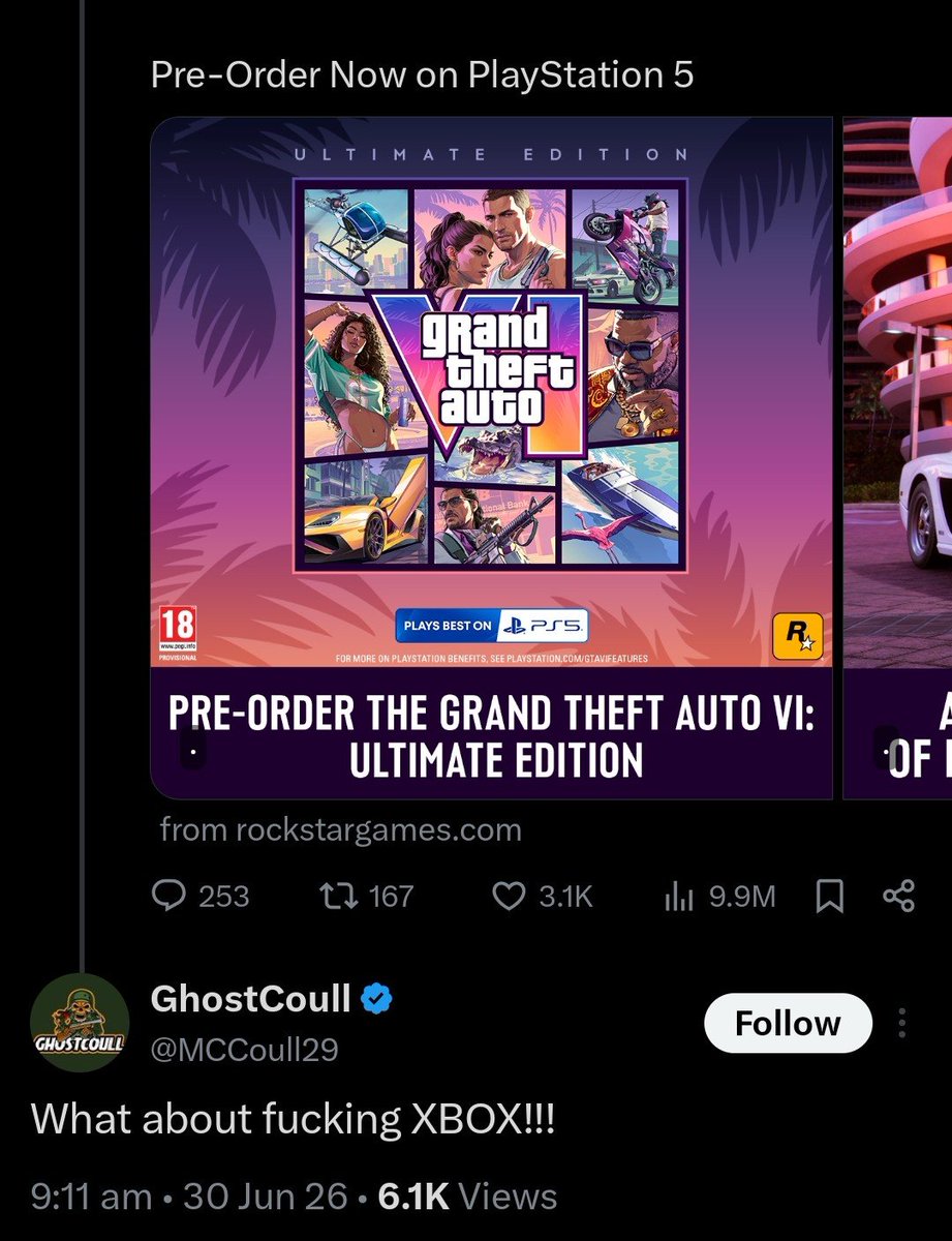 a_space_alien's tweet photo. @kjngamer Well fuck him, it’s ain’t Rockstar’s fault he has bad taste in consoles.
#GTA6 #PlaysBestOnPS5 #PS5Pro #BestBisexualLightingOnPS5 #HearYou https://t.co/HeQgXo1EHN