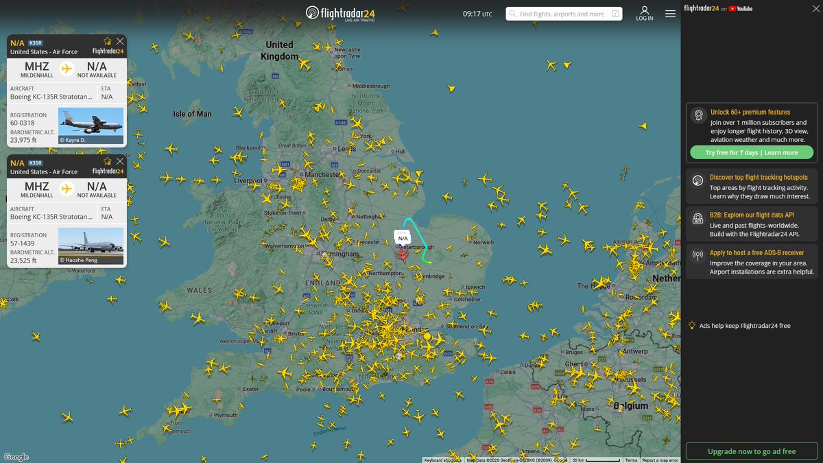 AIYeyENGDdJkjTr's tweet photo. July 1, 2026
#RAF Mildenhall ==>
#NoCALLSIGN #AE0359 USAF KC-135R Stratotanker
#NoCALLSIGN #AE0376 USAF KC-135R Stratotanker https://t.co/EmYeWzgbwU