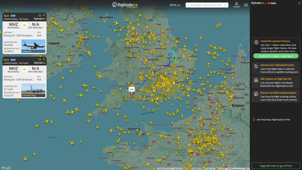 AIYeyENGDdJkjTr's tweet photo. July 1, 2026
#RAF Mildenhall ==>
#NoCALLSIGN #AE0359 USAF KC-135R Stratotanker
#NoCALLSIGN #AE0376 USAF KC-135R Stratotanker https://t.co/EmYeWzgbwU