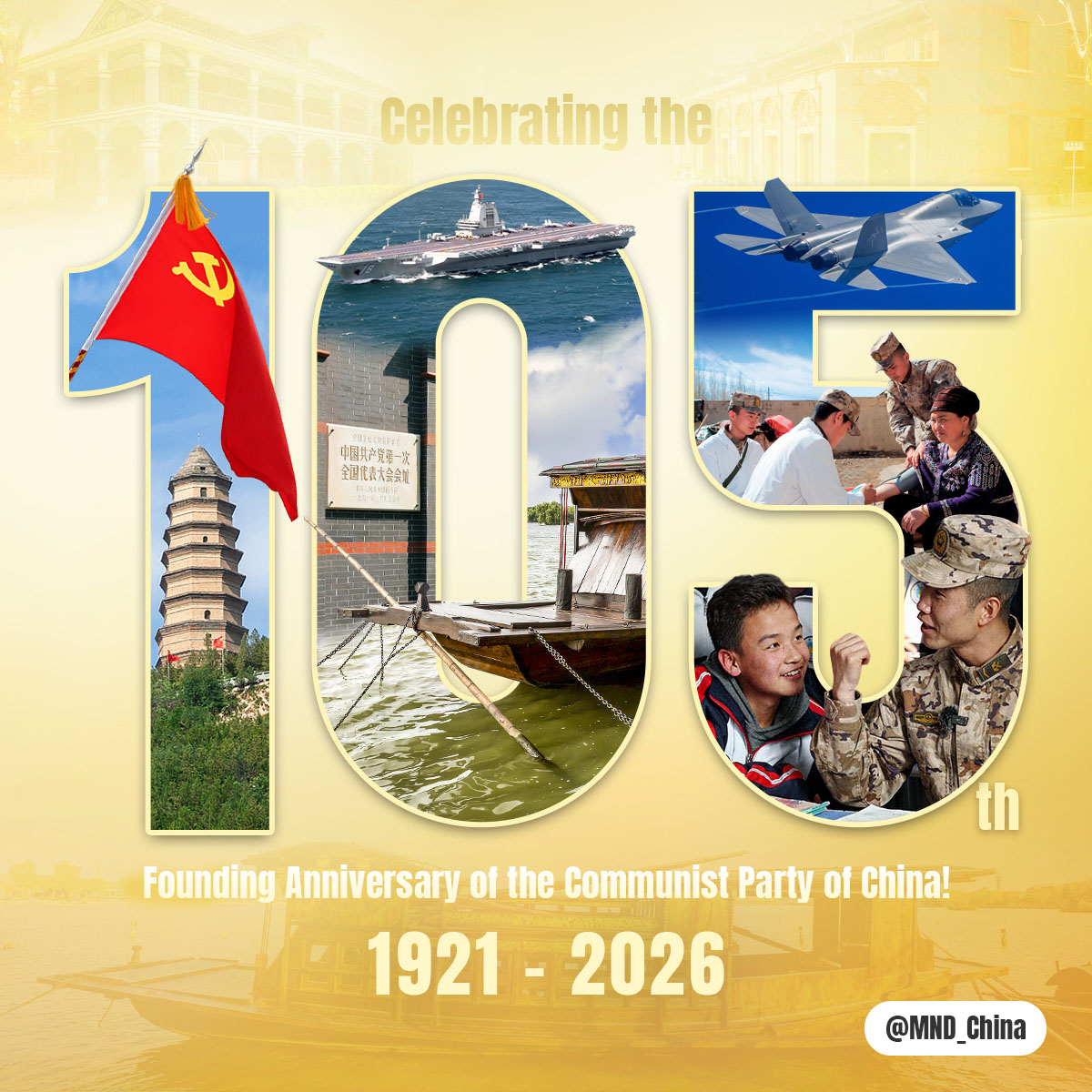 AmbCina's tweet photo. 105 anni dalla fondazione del Partito Comunista Cinese

Oggi 1° luglio ricorre il 105° anniversario della fondazione del Partito Comunista Cinese.
Per 105 anni, il #PCC ha unito e guidato il popolo cinese nel promuovere lo sviluppo nazionale, il ringiovanimento e la modernizzazione.

#CPC105