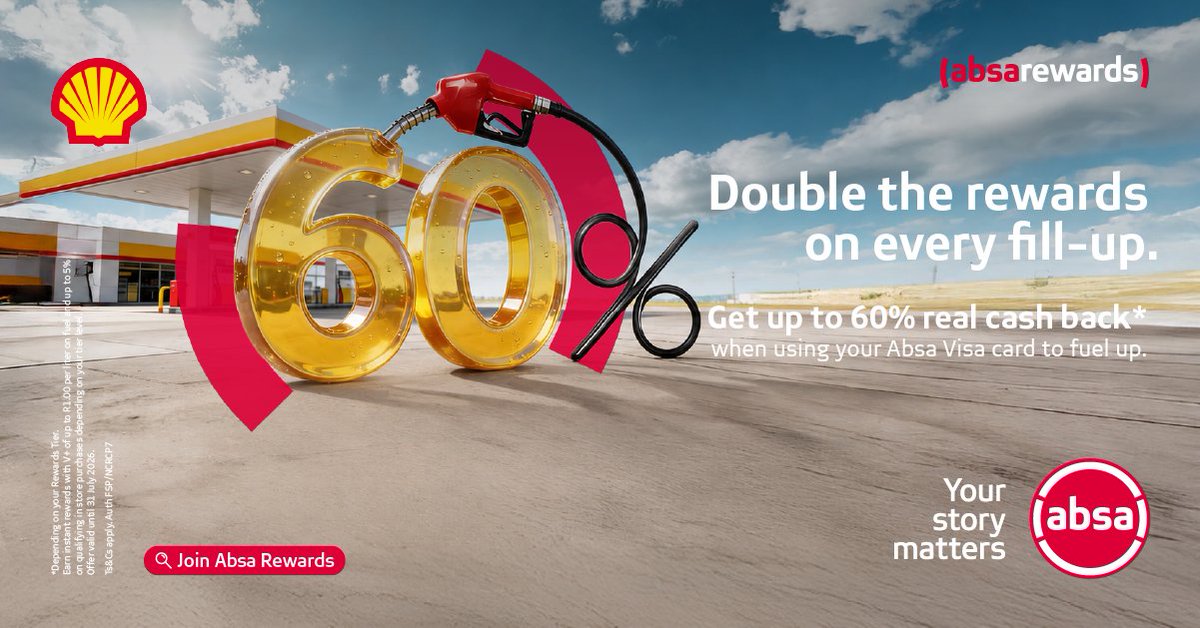 Shell Rewards Sa Shell is now an Absa Rewards Partner! Double your rewards on every fill ...