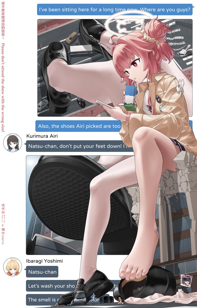 ydm_xzs's tweet photo. The members of the Sweets Club were invited to perform in a miniature city, but Natsu didn't receive the notice that she would need to shrink herself. Can Yoshimi and the others manage to catch her attention while she's taking a rest?
Requested by 蝶呤pterin
#giantess #巨大娘 https://t.co/6dHcV1RsjZ