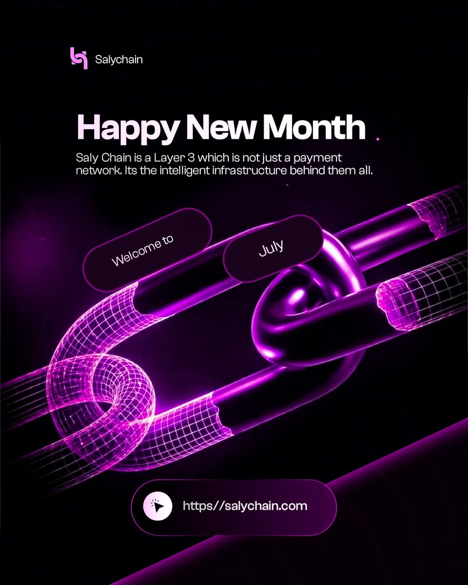 salychain's tweet photo. Welcome to July.

Building the infrastructure for intelligent payments, AI, and the next generation of digital commerce.

The future is being built on Saly Chain. ⚡ https://t.co/PAjUt7cRK1