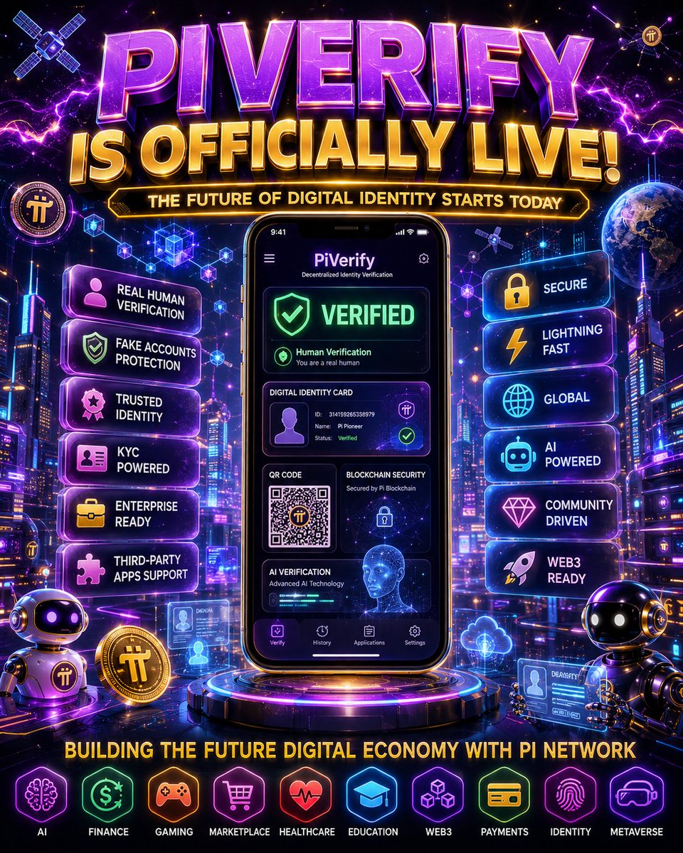 Pitube1's tweet photo. 🇮🇳 India, the future of Digital Identity is here!
🚀 #PiVerify is officially LIVE!
This is more than just a KYC update—it's a major step toward real-world adoption of the Pi ecosystem.
✅ Verify real humans
✅ Reduce fake accounts & fraud
✅ Trusted Digital Identity for Web3
✅ Enterprise-ready verification
✅ AI + Blockchain powered security
With PiVerify, businesses can now integrate Pi's real-human verification system into their own apps and services, expanding Pi's utility beyond its own ecosystem. This is a meaningful move toward broader Web3 identity infrastructure. 🚀
💜 The future isn't only about mining Pi—it's about building real utility.
What do you think will be the biggest use case of #PiVerify in India? 👇
#PiNetwork #PiVerify #Pi2Day #Web3 #Blockchain #AI #DigitalIdentity #Crypto #India #MakeInIndia #StartupIndia #FinTech #Technology #Innovation #Pioneers #FutureTech