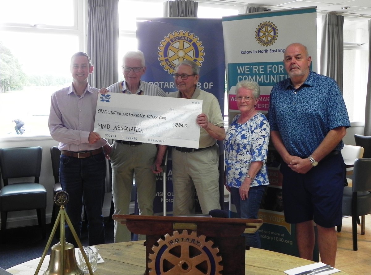 CandW_Rotary's tweet photo. We had a fabulous night at Morpeth Rotary last night. We presented The MND Association with a cheque for £8840, funds raised jointly with Morpeth Rotary at our Golf Day in May. A fantastic outcome to a thoroughly enjoyable  event. Thanks to everyone who participated. https://t.co/thOs6GJ044
