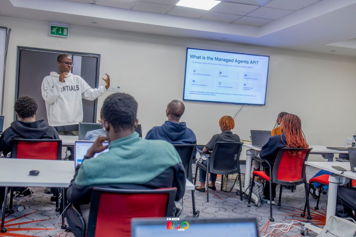 GDG_Nairobi's tweet photo. @gabbyagbobli led a session on : World Cup Analytics Agent with Managed Agents API
#gdgnairobi #googledevelopergroup #worldcup #agents #api https://t.co/q46efDJc2t