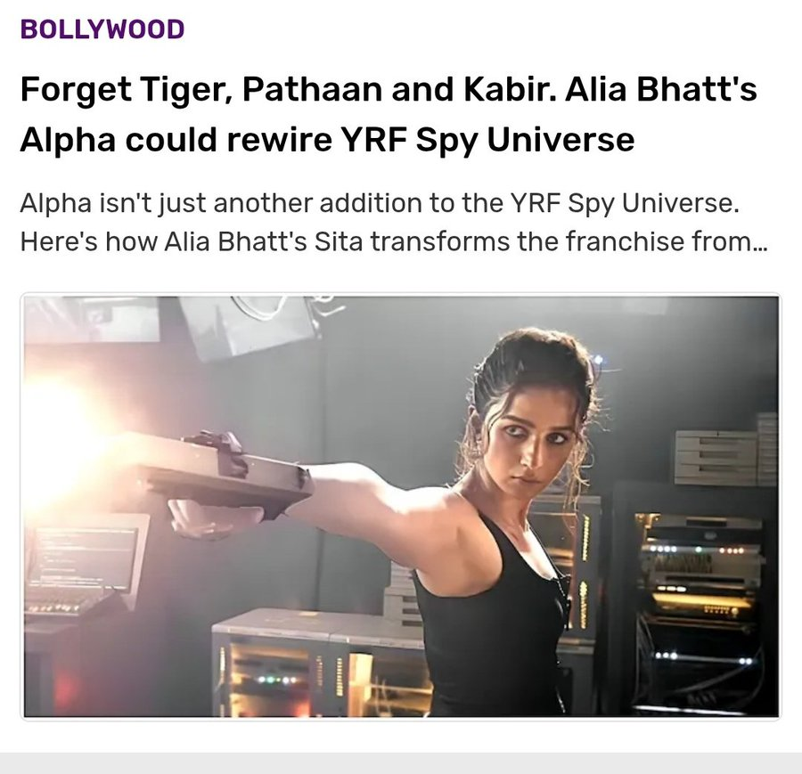 ADfanatic_'s tweet photo. Alia Bhatt's PR is directly attacking senior superstars just to make a place for herself in the universe. Alpha isn't even released yet, but her PR is convincing everyone that she has outshined others. https://t.co/Gjf8IlpOSD