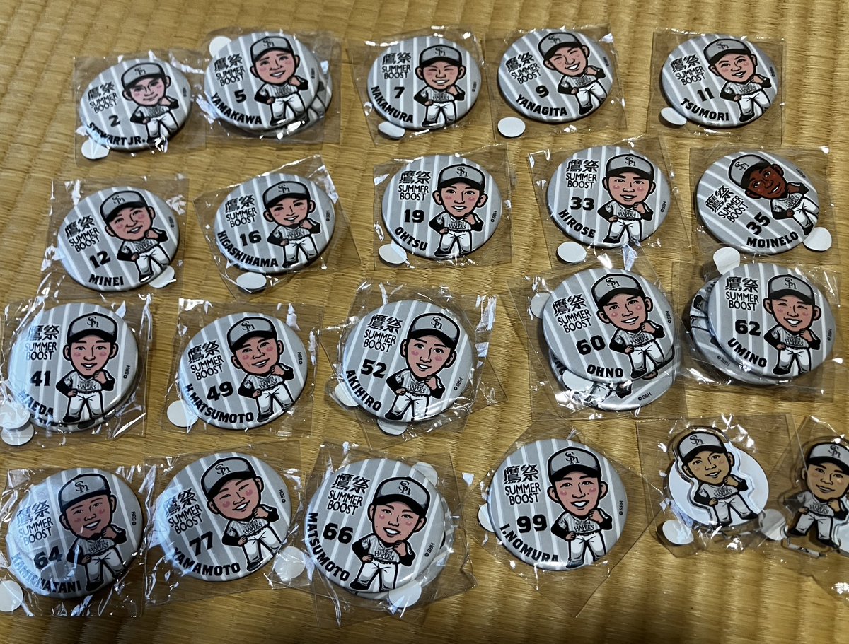 sp850142's tweet photo. 写真の鷹祭の缶バッジ
提供可能です。
譲)2,5×2,7,9,11,12,16,19,33,35,41×2,49,52,60 ×2,62×2,64,66×2,77,99
アクスタ49,57

求)定価買取
または、6,7,9,32,33のアクスタとの交換優先になります。

複数纏めての買取及び7,9,19,41,66,77,99は、アクスタとの交換を優先させて頂きます。
#若鷹ガチャ https://t.co/SZB5j4xtLg