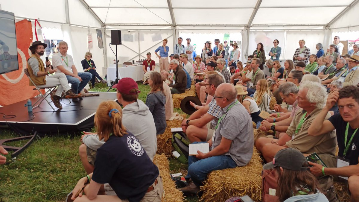 OrgResCent's tweet photo. Michael Kennard and Daniel Iddon kicking off in the Soil Medic tent. Good to hear Daniel Iddon admitting that we just don't know enough about which fungal species do what, so he opts for a broad diversity in his composts. #Groundswell2026 #compost https://t.co/l87WSBBFNK