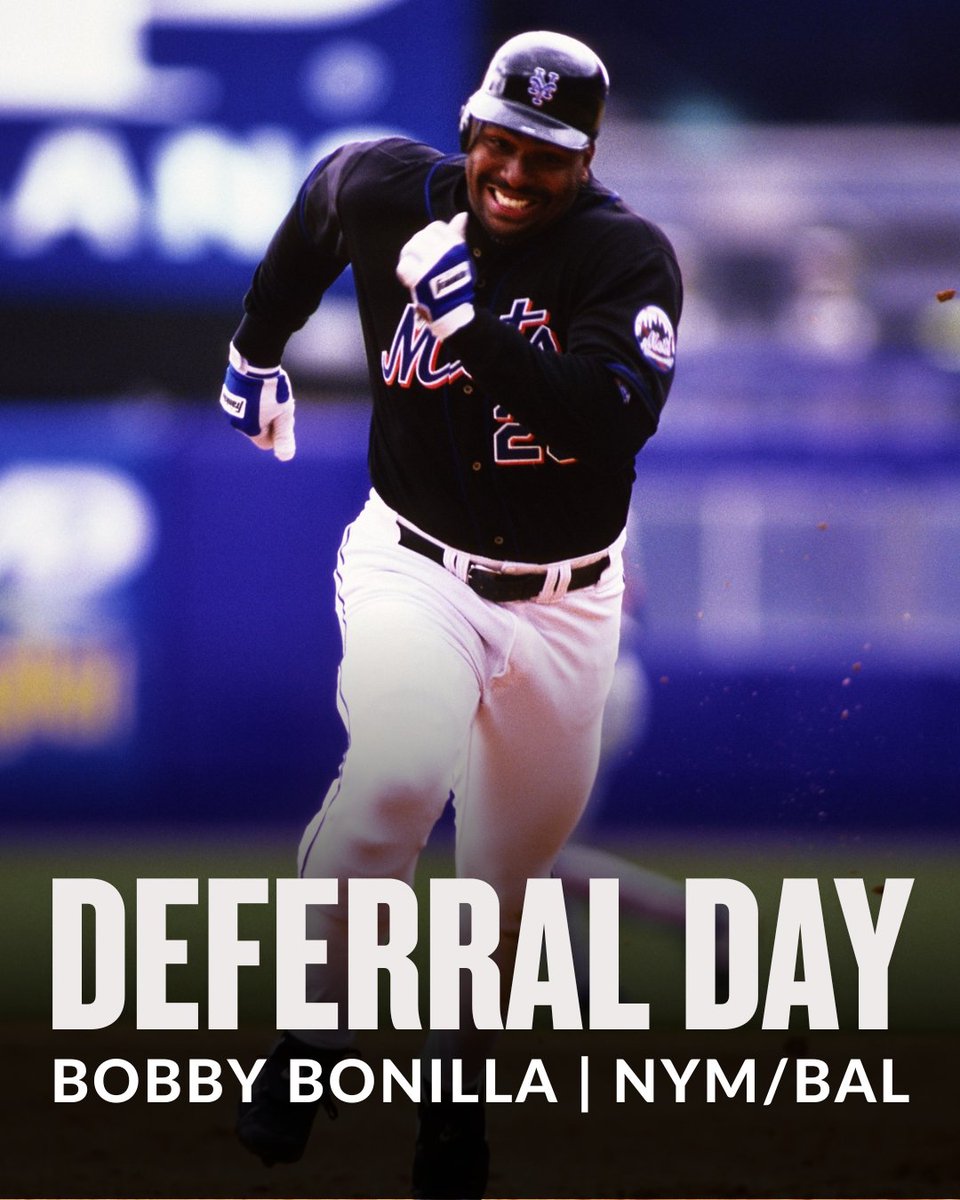 spotrac's tweet photo. Happy Bobby Bonilla day to all who celebrate!
The 63-year-old cashes another $1.19M check from the Mets today, plus an additional $500k from the Orioles based on a January 2000 contract deferral.

More payments today:

Max Scherzer
Nats: $15M annual thru 2027
Dodgers: $15M in 2028

Chris Davis (Orioles)
2026-32: $3.5M annual
2033-37: $1.4M annual

Manny Ramirez (Red Sox)
2026: $2.04M (final year)

Ryan Braun (Brewers)
$1.8M annual thru 2031

Liam Hendriks (White Sox)
$1.5M annual thru 2033

Adam Wainwright (Cardinals)
$1M annual thru 2033

Lorenzo Cain (Brewers)
$1M annual thru 2027

Bret Saberhagen (Mets)
$250k annual thru 2028