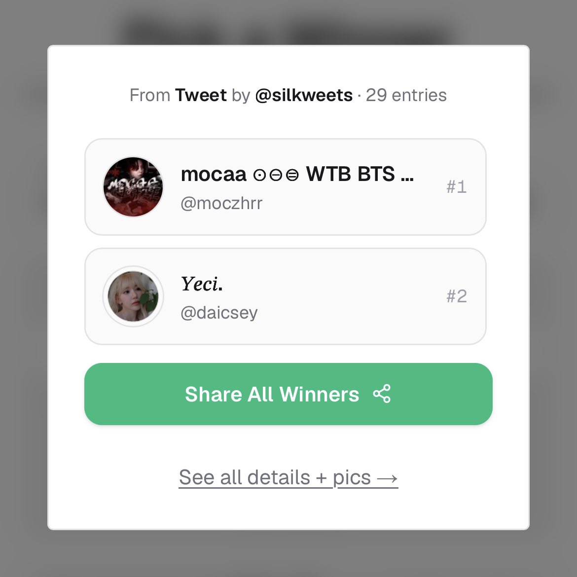 silkweets's tweet photo. congrats yaa ! boleh dm aku untuk claim hadiah nya (2,5k / each via qris) @moczhrr @daicsey ♡ https://t.co/ZvwajpRN96