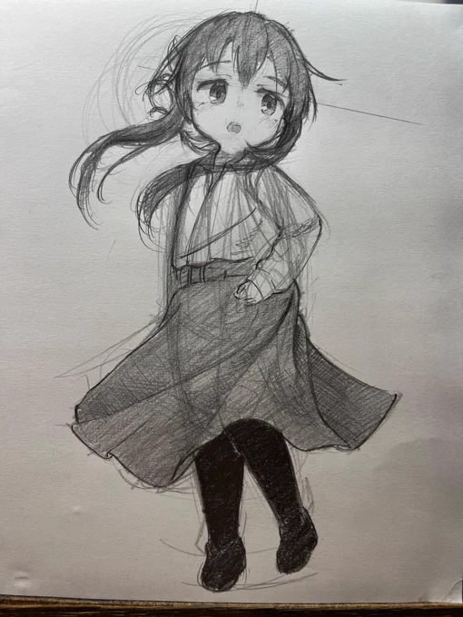 電 習作2 先ほどと同じく服やポーズはこちらの模写となります。