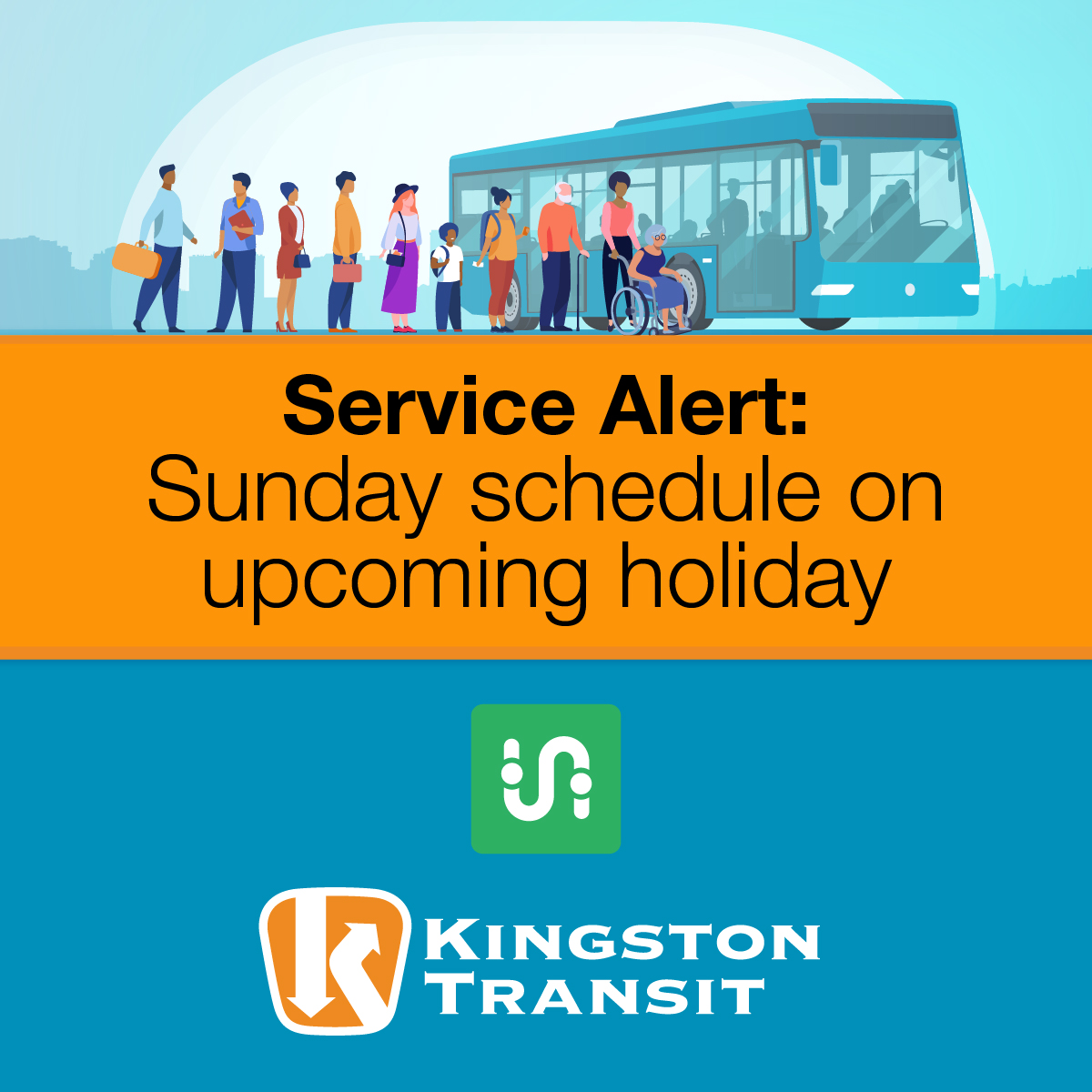 KingstonTransit's tweet photo. Happy Canada Day! As a reminder, we are operating a Sunday schedule today. Regular weekday schedule returns tomorrow. https://t.co/5PGctY0PPC