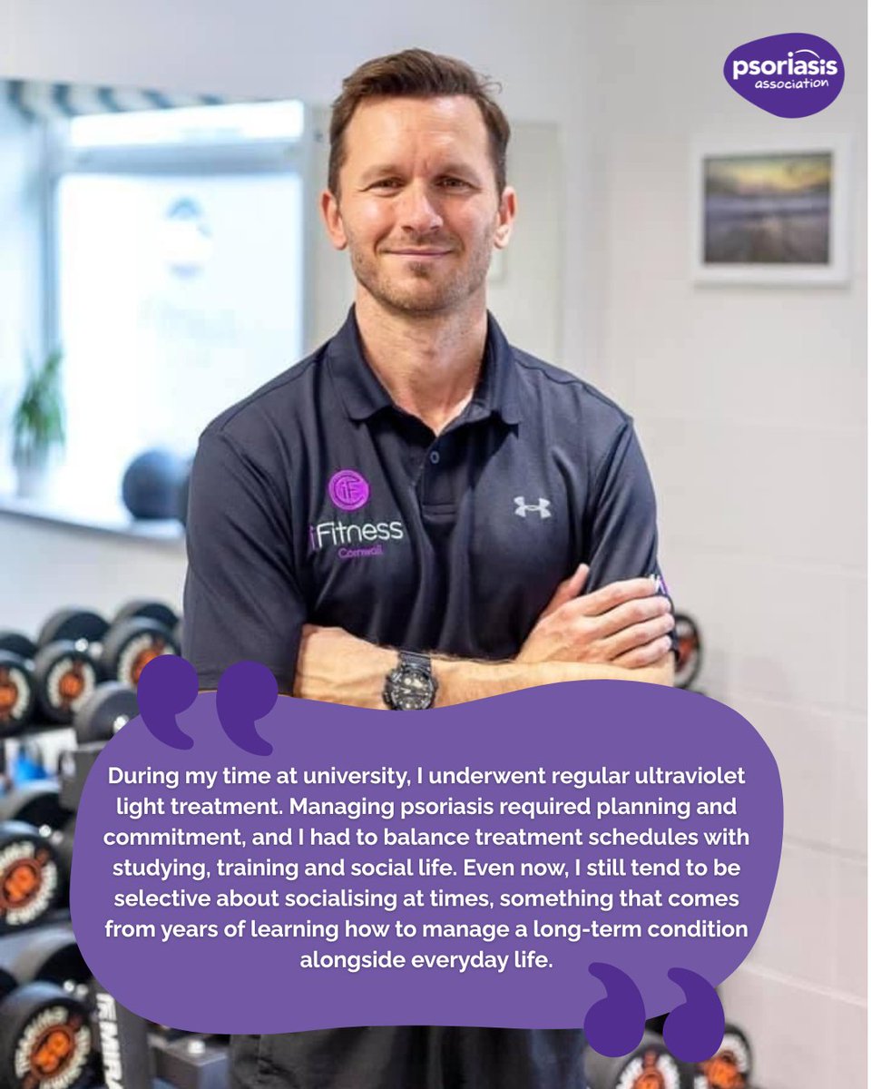 PsoriasisUK's tweet photo. Living with psoriasis has shaped parts of Steve's life, but it has never stopped him pursuing his passion for sport and fitness. Today, as a personal trainer and gym owner, he uses his story to promote understanding, inclusion and confidence in others.

Read his story here https://t.co/bSn2SY3HO8
