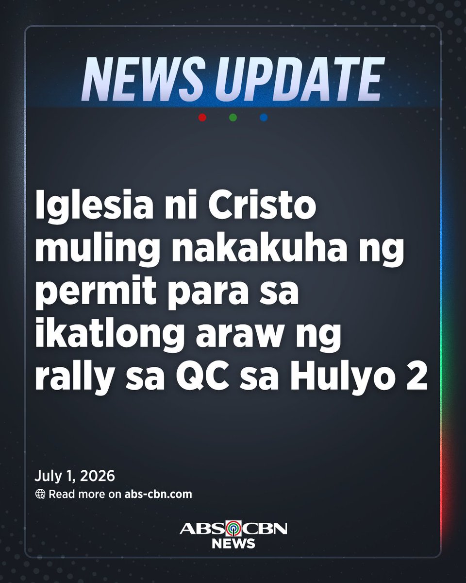 ABSCBNNews's tweet photo. UPDATE: Muling binigyan ng permit ng Quezon City LGU ang Iglesia ni Cristo (INC) para magsagawa ng rally bukas, Hulyo 2, sa kahabaan ng White Plains Avenue at Temple Drive.  

Ito na ang ikatlong sunod na araw ng pagtitipon na isinasagawa ng INC. | via @_KarenDeGuzman https://t.co/mY78tXAFME