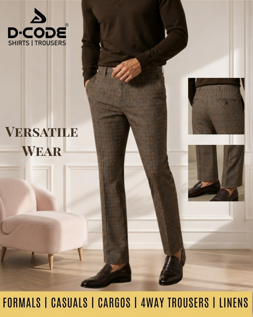 DcodemenTrouser's tweet photo. Refined checked trousers crafted for confidence comfort elegance and everyday sophistication effortlessly
#DCode #DCodeFashion #MensWear #CheckedTrousers #FormalStyle #SmartCasual #MensFashion #OfficeWear #StyleEssentials #modernfit

{DCode ,DCodeFashion ,MensWear } https://t.co/iqt82hvKzg