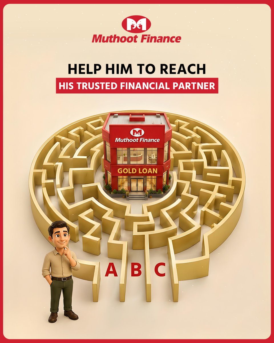 TheMuthootGroup's tweet photo. Every journey needs the right direction.

Help him reach a trusted Gold Loan Partner with ease and confidence. ✨
Drop your answer below!

#TheMuthootGroup #MuthootFinance #GoldLoan #TrustedForGenerations https://t.co/ztCUu92DId