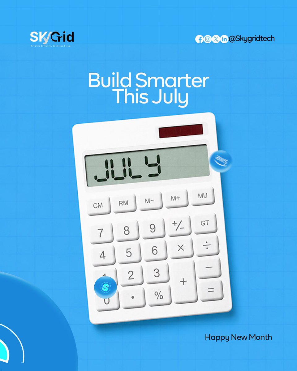 skygridtech's tweet photo. Happy New Month! 💙 This July, build smarter, scale faster, and let technology do the heavy lifting. 🚀
#awspartner #skygridtech #newmonth https://t.co/zdOUO7ClFb