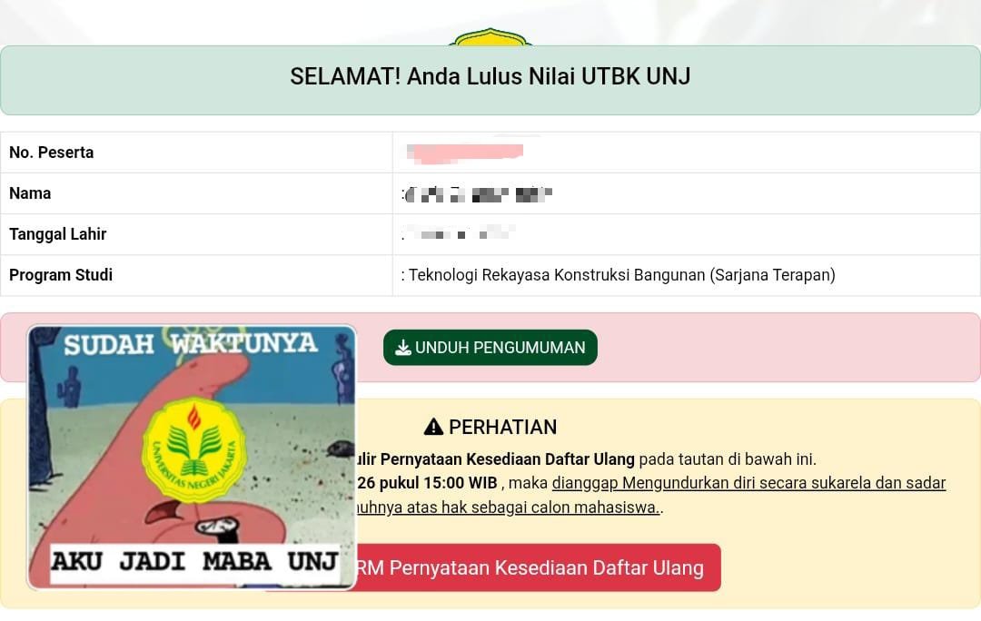 flutterrbyy28's tweet photo. guys ada yang lolos penmaba unj nilai utbk juga gaa siiii? sksksk plss temenan👉🏻👈🏻 https://t.co/1FM5uOfzqs