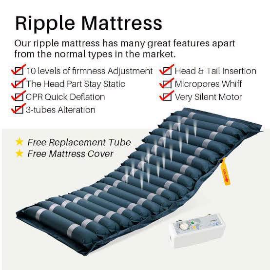 ICTSOLS2016's tweet photo. Our Top Notch Ripple Mattress (Also Known as an Alternating Pressure Air Mattress) is a Specialized medical surface designed primarily to prevent and treat bedsores (pressure ulcers) in patients with limited mobility. Call, Text, Whatsapp 0723 823165 #patientcare #homecare https://t.co/KweCIGTJFI