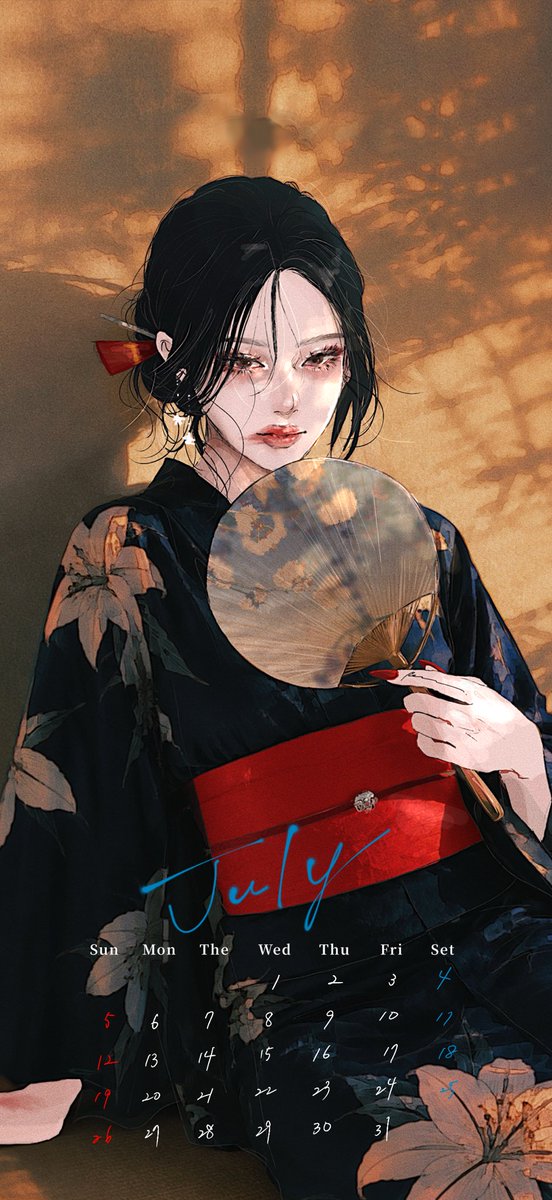 sexygirl__jp's tweet photo. 7月のカレンダーです🗓
暑くなってきたね🥵

皆は今年は浴衣着るの？？👘 ♡ https://t.co/WU6vWNC16S
