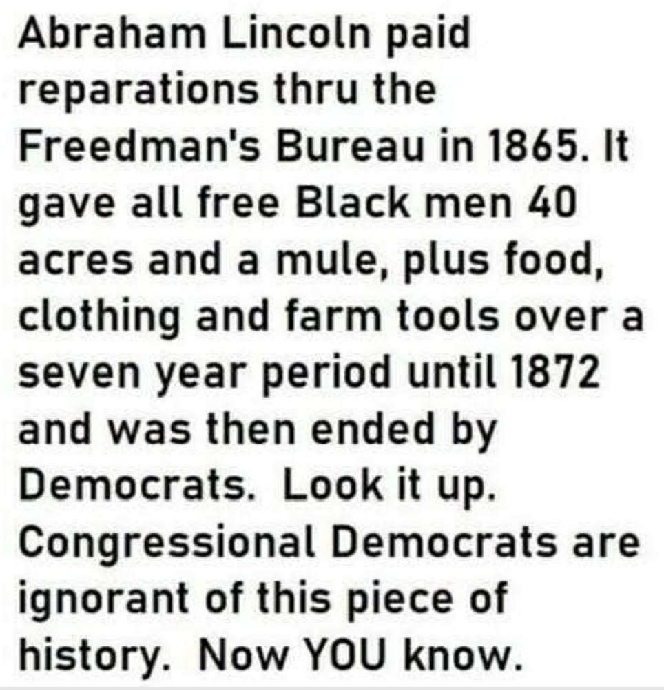KimmidiFarms's tweet photo. Dems know that reparations were given for seven years. https://t.co/OC66hKL40I