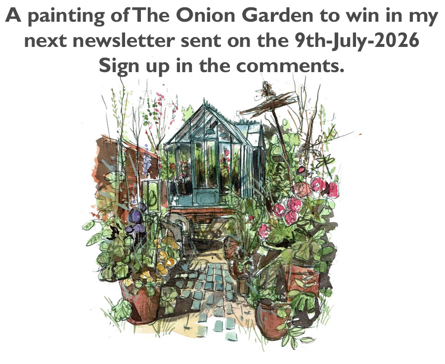 liams_art's tweet photo. Sign up to my newsletter to enter a free draw to win a painting of The Onion Garden
This painting is 20cm x 23cm, signed &amp; mounted on acid-free card. Newsletter sent 9th-July-2026 
Sign up in the comments section. https://t.co/TxLXXaai9O