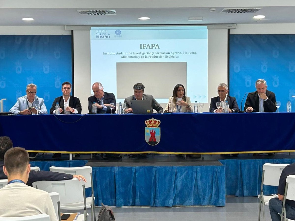 IfapaJunta's tweet photo. La presidenta del #IFAPA, @martabosquet, participa en los #CursosdeVerano de @ualmeria para dar a conocer los proyectos de #digitalización agrícola 🛜🚜

Ha explicado el trabajo del IFAPA en este ámbito y las líneas de investigación, innovación y transferencia del conocimiento🌱 https://t.co/BhuJLuQo0X