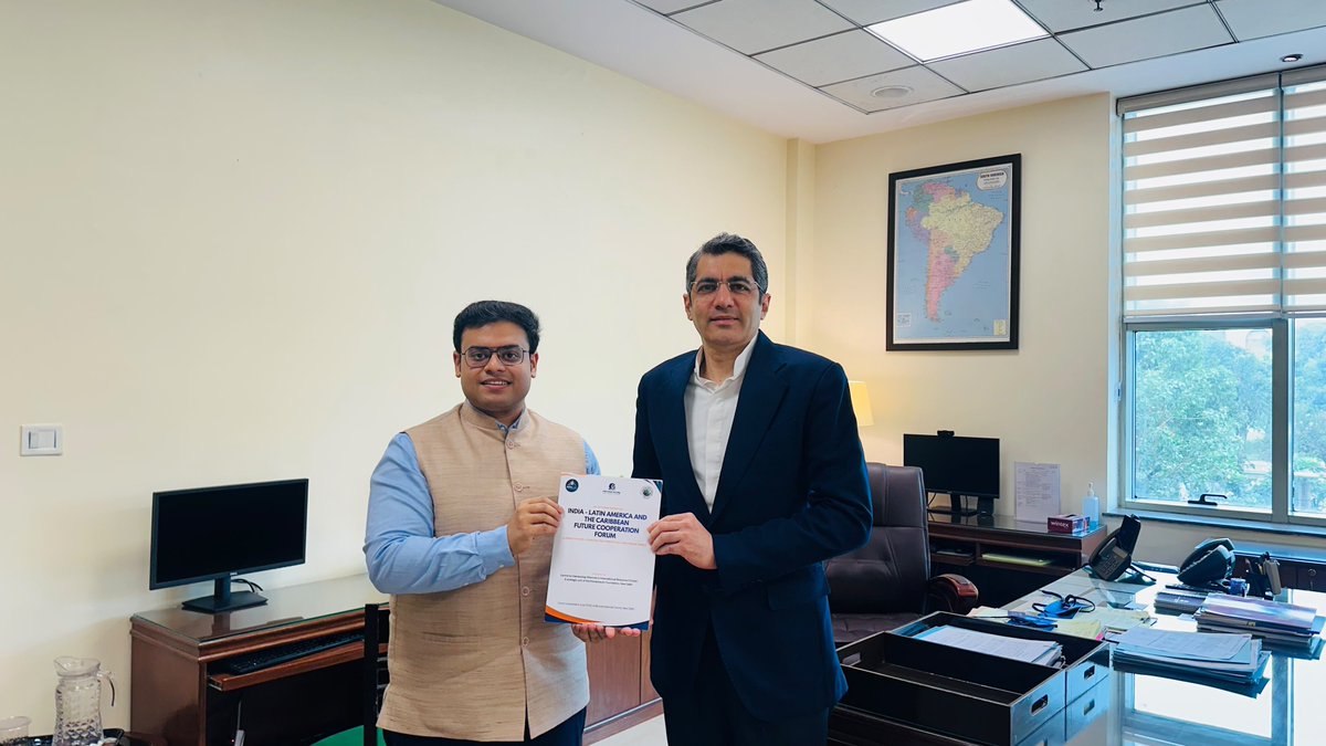 Movastacon's tweet photo. Coutesy meeting with Dr. Aman Puri, Joint Secretary- South America, Ministry of External Affairs. 🤝

Presented the India-LAC Policy report prepared by Movastacon Foundation based on our recent roundtable on the topic India-LAC Future Cooperation Forum. 📘

@movastacon_org https://t.co/OFs4oasmrJ