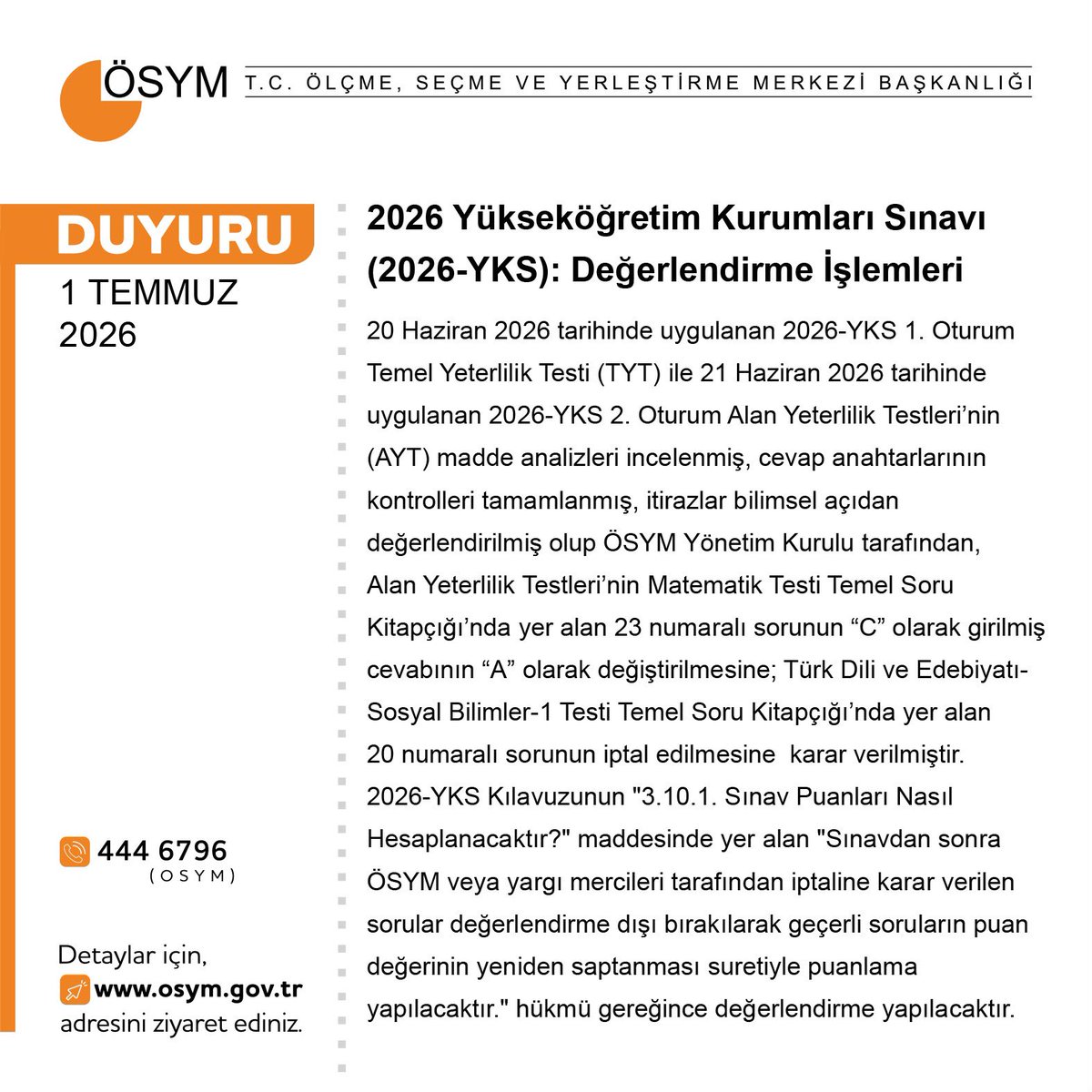 TuranAslann's tweet photo. 2026 YKS de iki soru iptal. 
#yks #yks20206 #osymsonuç #osym #tyt #ayt

https://t.co/5wyEGV6Rbk https://t.co/5iGocetKgq