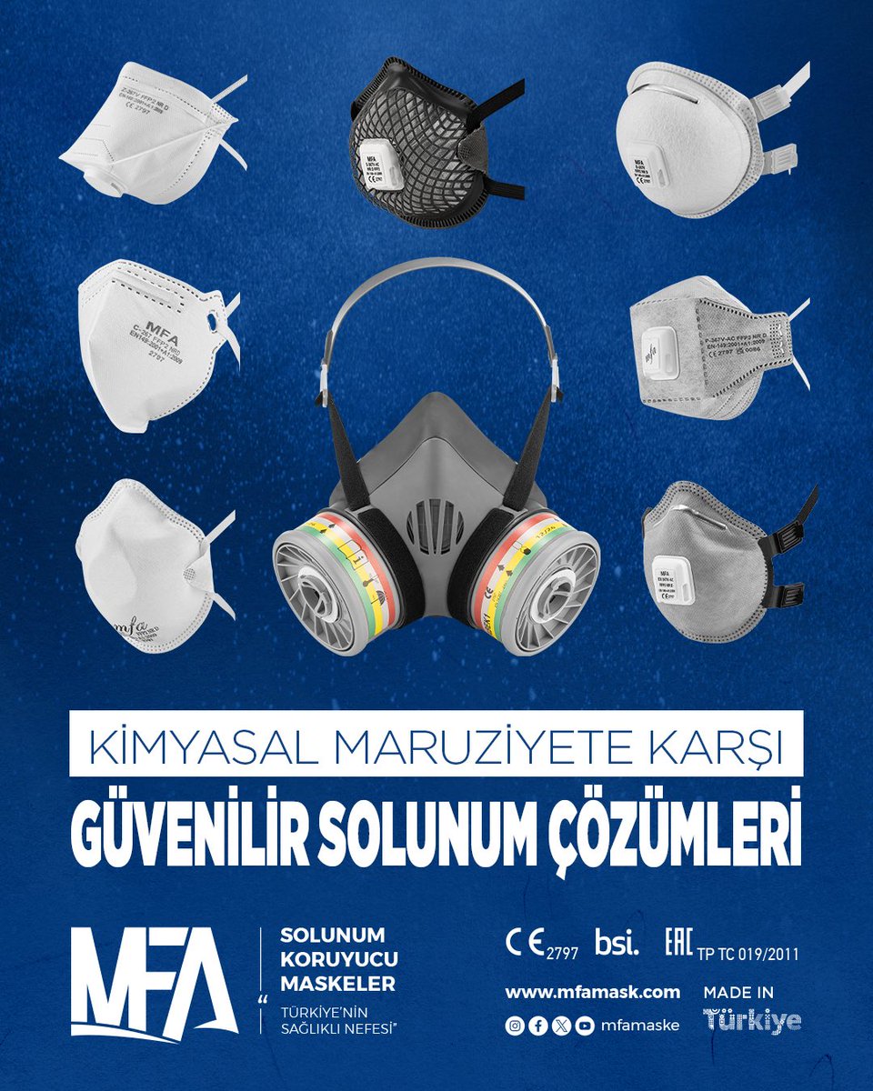 MFAMaske's tweet photo. Kimya sanayisinde, solvent buharları, reaktif gazlar ve ince partiküller işi daha da riskli hale getirir.

MFA maskeleri, hem partikül filtrelemesi hem de aktif karbon destekli yapı ile bu çok katmanlı risklere karşı çözüm sunar.

#MFA, Türkiye’nin Sağlıklı Nefesi😷 https://t.co/lDXSWdGJkZ