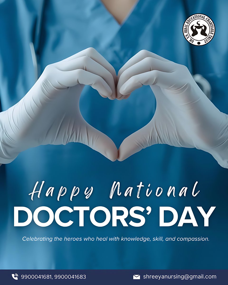 Shreeyanursing's tweet photo. 🩺Happy #NationalDoctorsDay!

Honoring the dedication, compassion, and commitment of doctors who heal, comfort, and save lives every day.❤️
Thank you for your selfless service to humanity.

📍 Shreeya College of Nursing &amp; Paramedical Sciences, Dharwad
📞 9900041681, 9900041683 https://t.co/OyJLUH5aUq