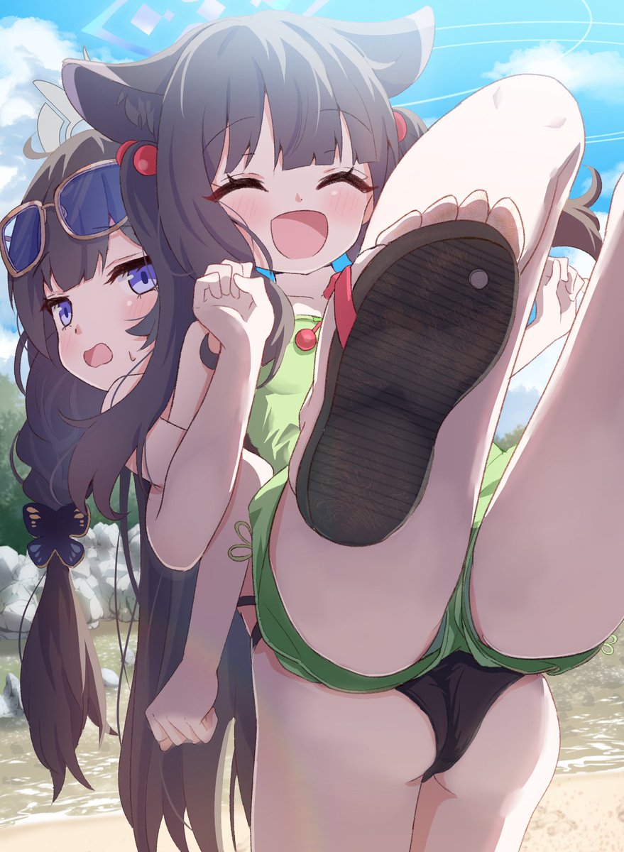 bays_miku's tweet photo. 水遊び前のストレーッチ♪ https://t.co/aheA9YnDxI