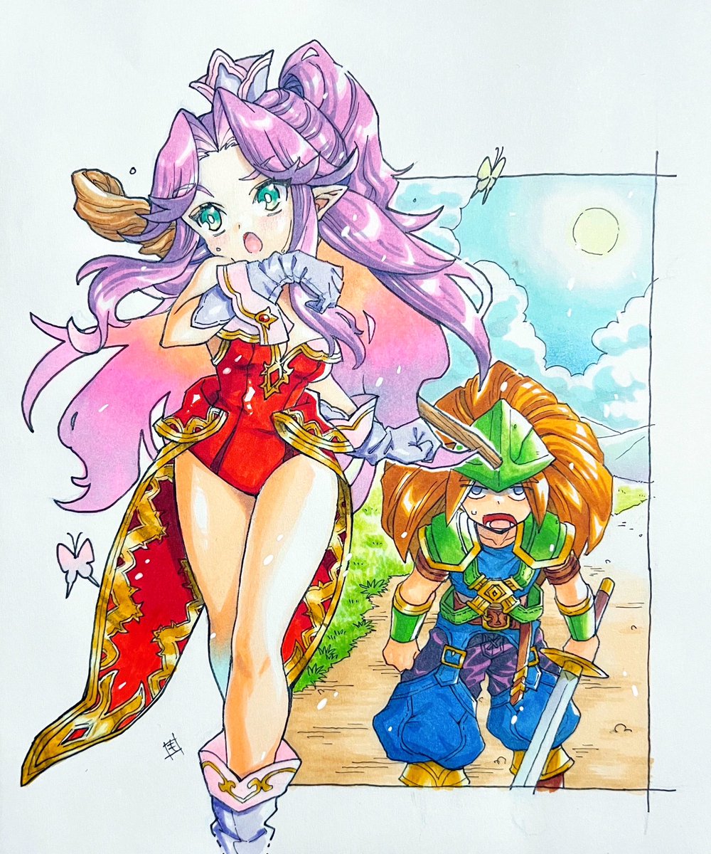 taom8's tweet photo. #このタグを見た人はラフ画とその完成絵を見せる
直近のだとこれね。
最初のラフだと全身でもなかったしこんなに描くつもりもなかったけどなんかノリでこうなった https://t.co/6QhyfDfwzQ